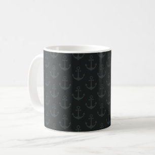 Tonal Anchors on Black Coffee Mug