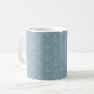 Tonal Anchors on Light Gray Azure Coffee Mug