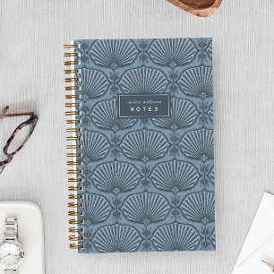 Tonal Blue Deco Fans Personalised Notebook