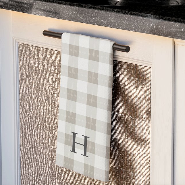 Tonal Farmhouse Plaid Monogram Tea Towel (Creator Uploaded)