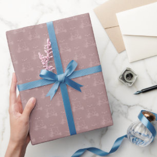 Tonal Golf Carts & Clubs on Dusty Gray Pink Wrapping Paper