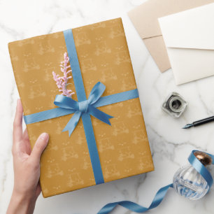 Tonal Golf Carts & Clubs on Orange Wrapping Paper