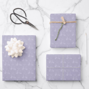 Tonal Golf Carts & Clubs on Pastel Purple Wrapping Paper Sheet