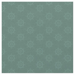 Tonal Ships Wheel on Dark Gray Turquoise Fabric