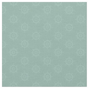 Tonal Ships Wheel on Light Gray Turquoise Fabric