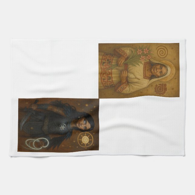 Tonantzin & Aztec Goddess Art Tea Towel (Horizontal)
