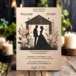 Tone Garden Floral Spring Wood Boho Rustic Wedding Invitation