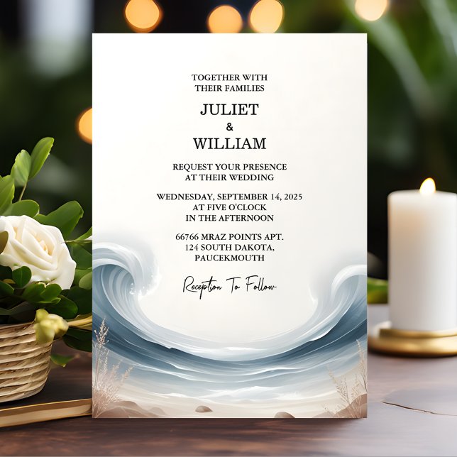 Tone Spring Summer Ocean Beach Destination Wedding Invitation (Creator Uploaded)
