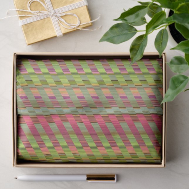 Tones of Pink and Green Stripes Tissue Paper (Gift)