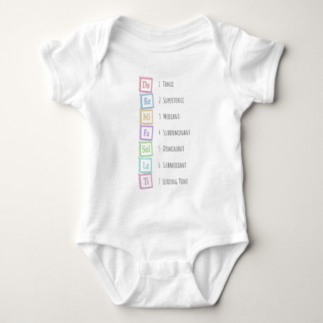 Tones of the Scale Solfeggio Musical Baby Blocks Baby Bodysuit (Front)