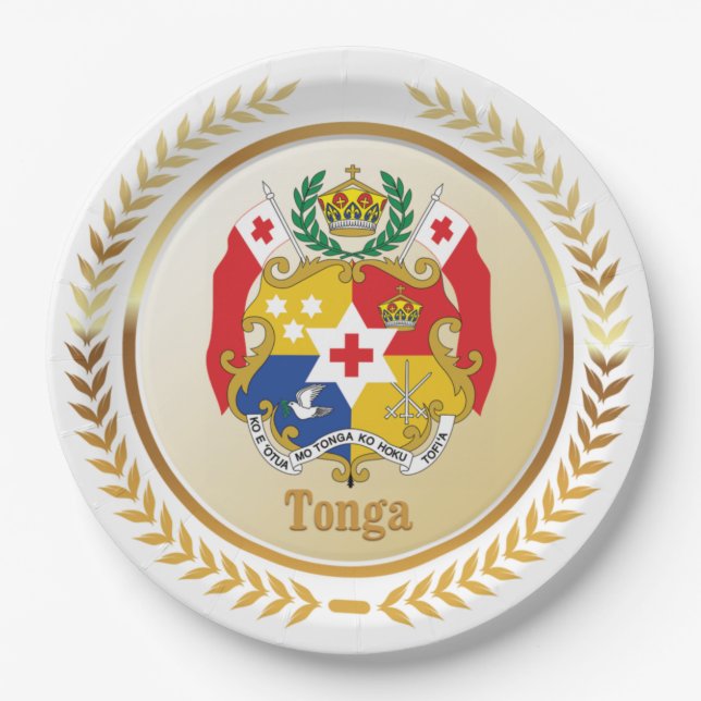 Tonga Coat Of Arms Paper Plate (Front)