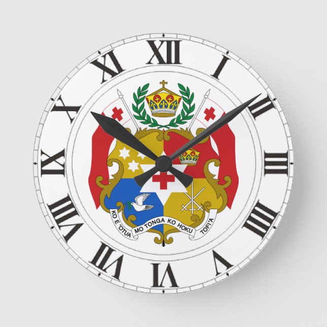 Tonga Coat of Arms Round Clock (Front)