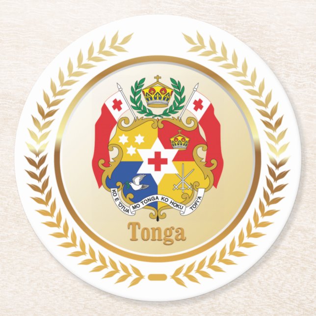 Tonga Coat Of Arms Round Paper Coaster (Front)