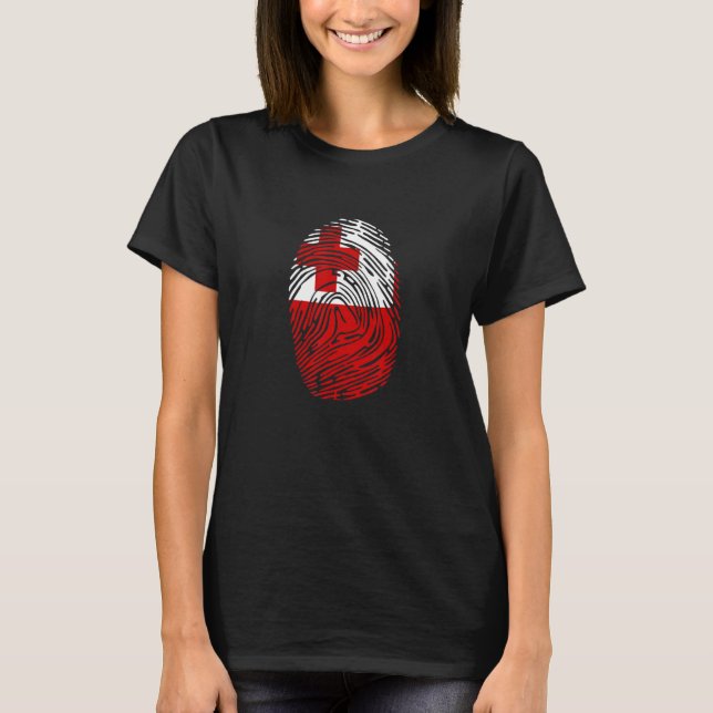 Tonga Country Flag Fingerprint DNA T-Shirt (Front)