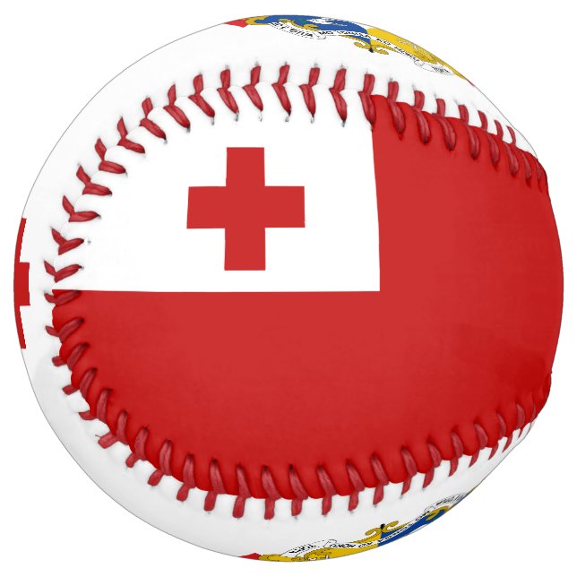 Tonga Flag and Coat of Arms Patriotic Softball (Front Left)