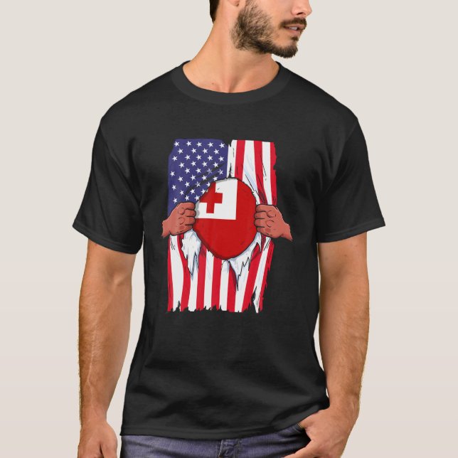 Tonga Flag Blood Inside Me Home Pride Tongan Ameri T-Shirt (Front)