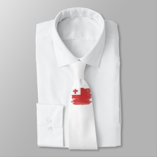 Tonga flag brush stroke, national flag tie (Tied)