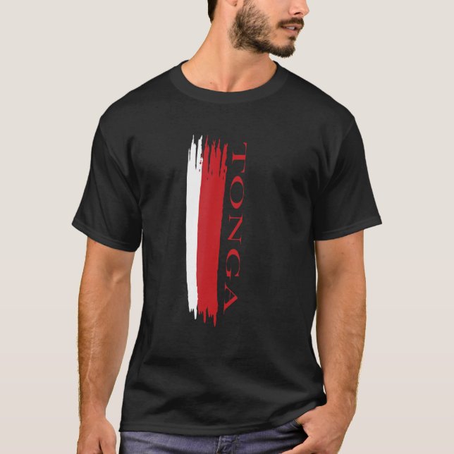 Tonga Flag Colour Stripes T-Shirt (Front)