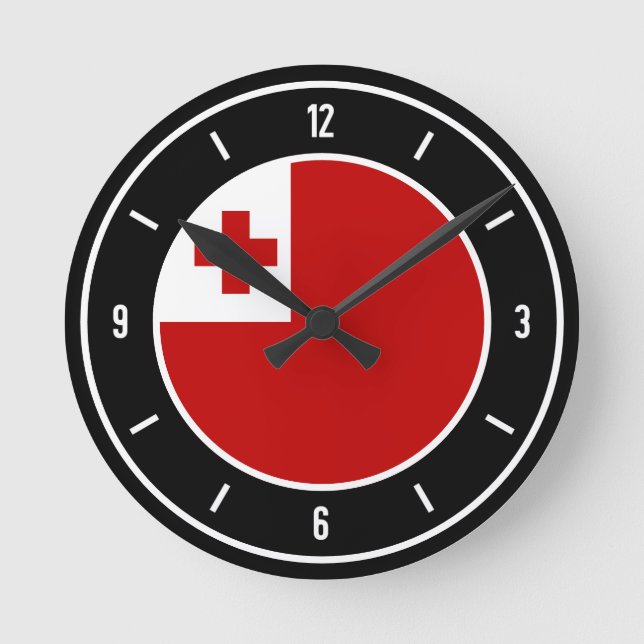 Tonga Flag Elegant Round Clock (Front)