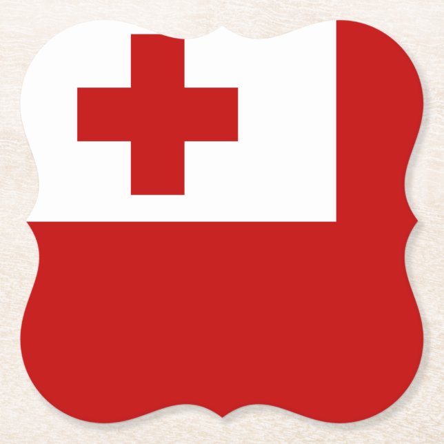 Tonga Flag Paper Coaster (Front)
