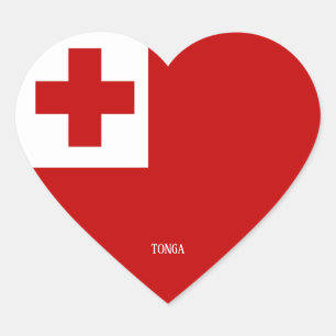 Tonga Flag Splendid Patriotic Heart Sticker