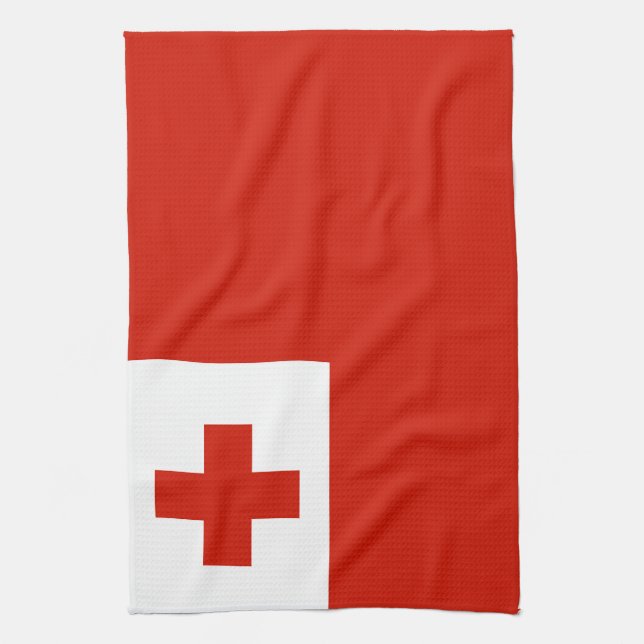 Tonga flag tea towel (Vertical)