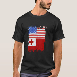 Tonga Flag USA America Vintage Tongan Pride Tongan T-Shirt