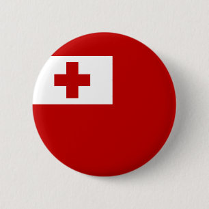 Tonga Island Flag Red Cross 6 Cm Round Badge