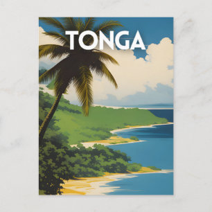 Tonga Retro Travel Poster Postcard