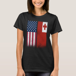 Tonga Tongan American Flags Proud USA Tonga T-Shirt