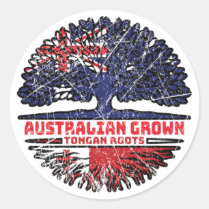 Tonga Tongan Australian Australia Tree Roots Flag Classic Round Sticker