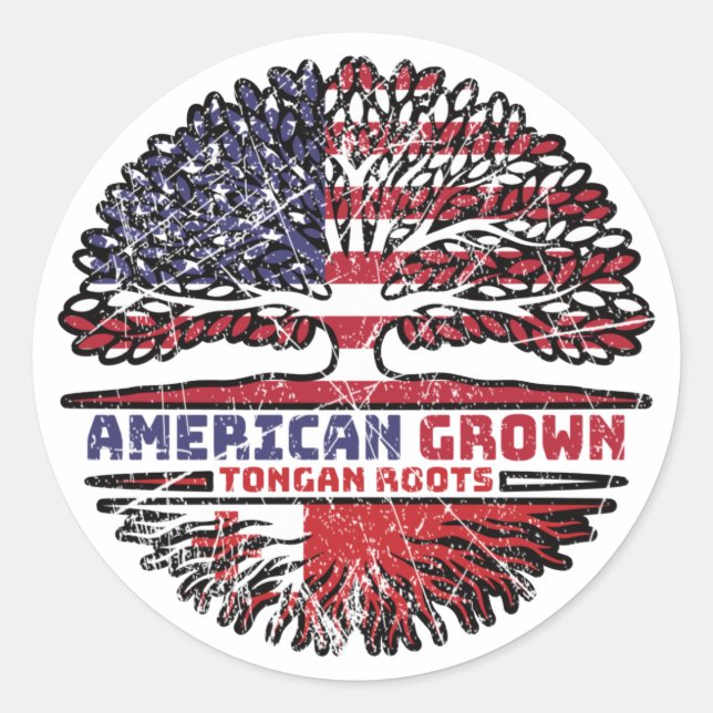 Tonga Tongan US American USA United States Tree Classic Round Sticker (Front)