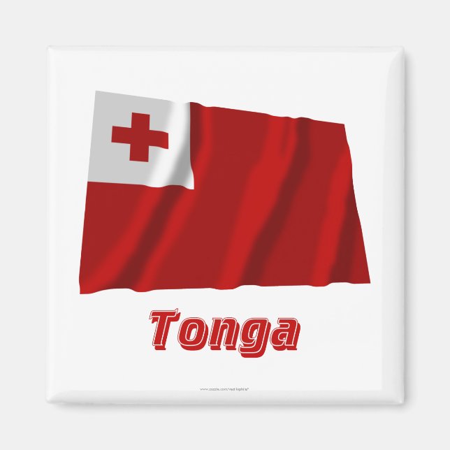 Tonga Waving Flag with Name Magnet (Front)