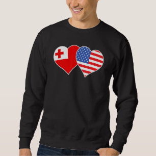 Tongan American Flag Heart Tonga Usa Sweatshirt
