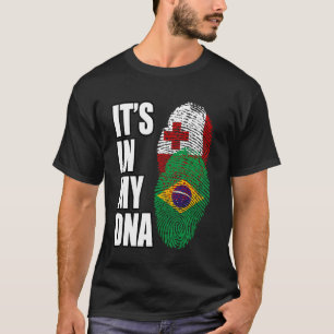 Tongan And Brazilian Mix Heritage DNA Flag T-Shirt