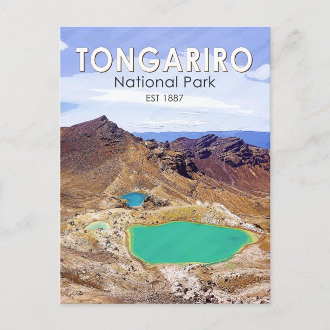 Tongariro National Park New Zealand Vintage Postcard (Front)