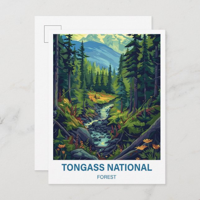 Tongass National Forest Illustration Travel Postcard (Front/Back)