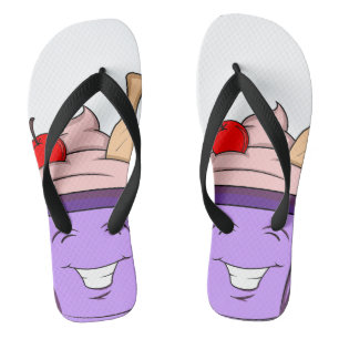 Tongs estivales avec motif glace kawaii et visage  thongs