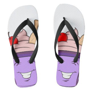 Tongs estivales avec motif glace kawaii et visage thongs