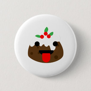 tongue christmas pudding 6 cm round badge