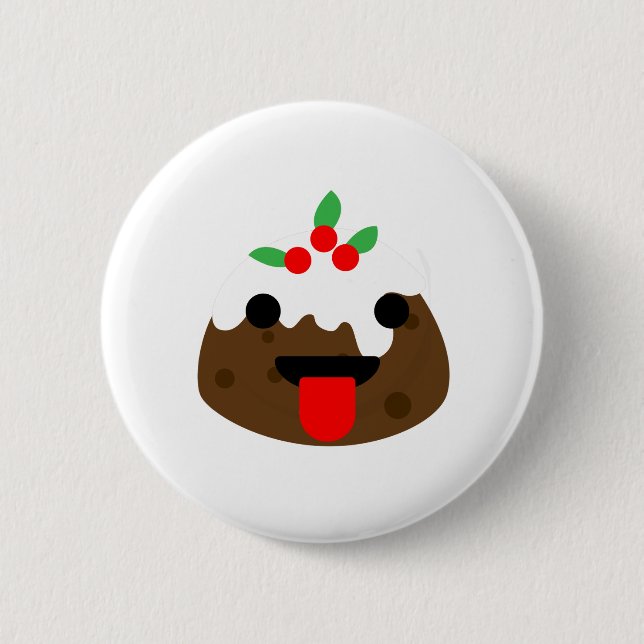 tongue christmas pudding 6 cm round badge (Front)