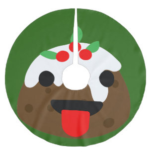 tongue christmas pudding brushed polyester tree skirt