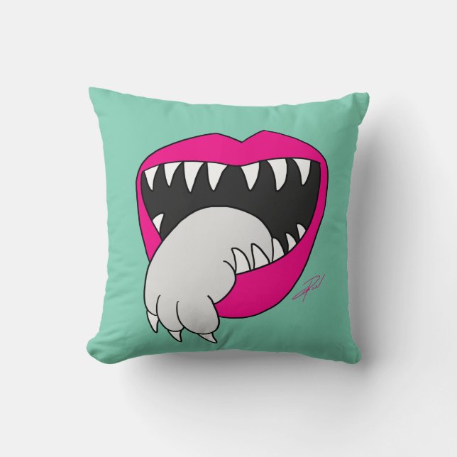Tongue Got Your Cat Pillow! by Jesse Lebon Cushion (Front)