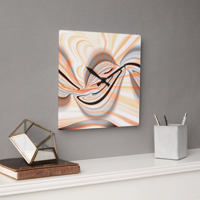 'Tongue' in smooth colour texture with curve desig Square Wall Clock (Office)