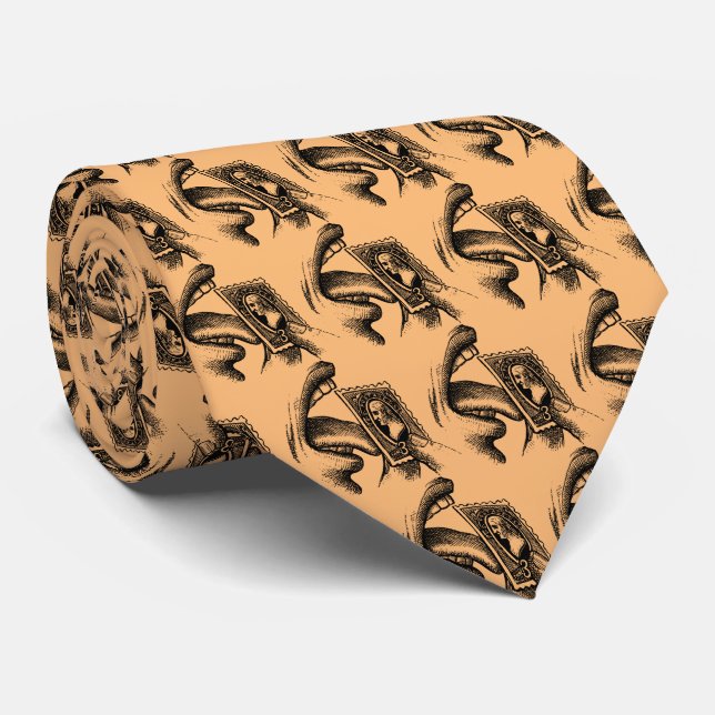Tongue Licking Postal Stamp Tie (Rolled)
