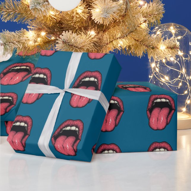 TONGUE LIPS FUNNY WRAPPING PAPER (Holidays)