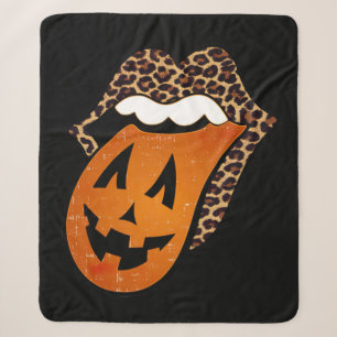 Tongue Mouth Halloween Sherpa Blanket