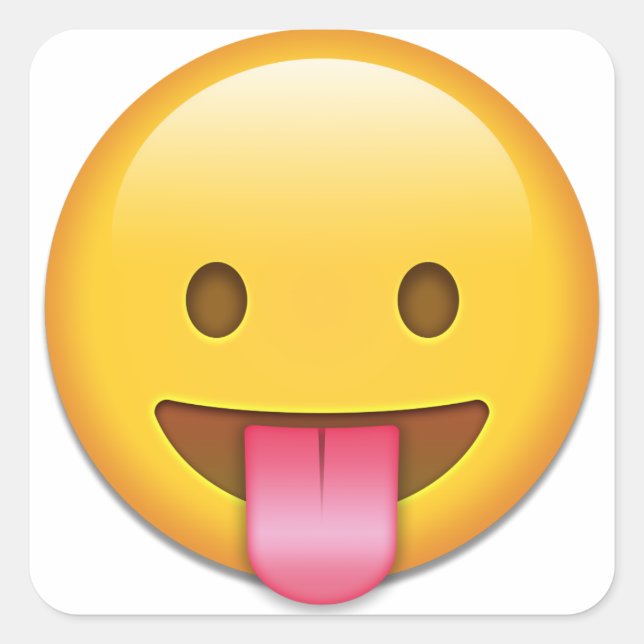 Tongue-Out Cheeky Emoji Square Sticker (Front)