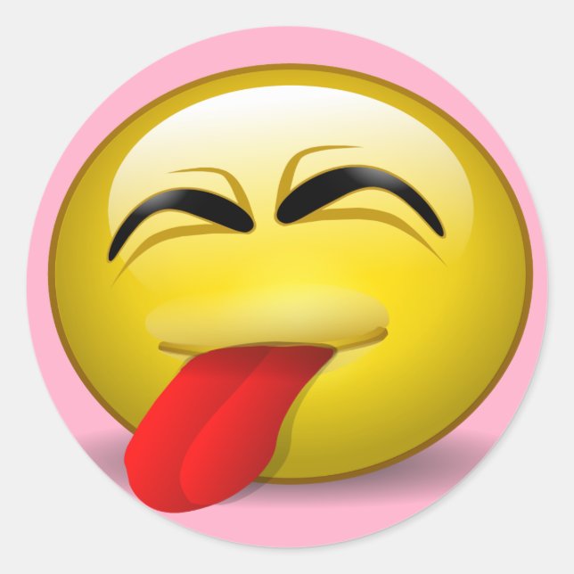 Tongue Out Classic Round Sticker (Front)
