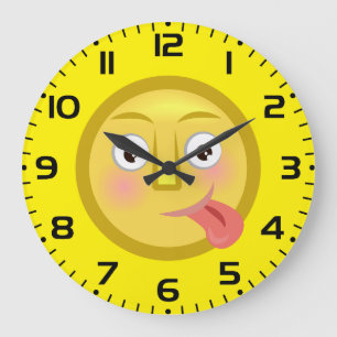 Tongue Out Emoji Funny Goofy Face Large Clock